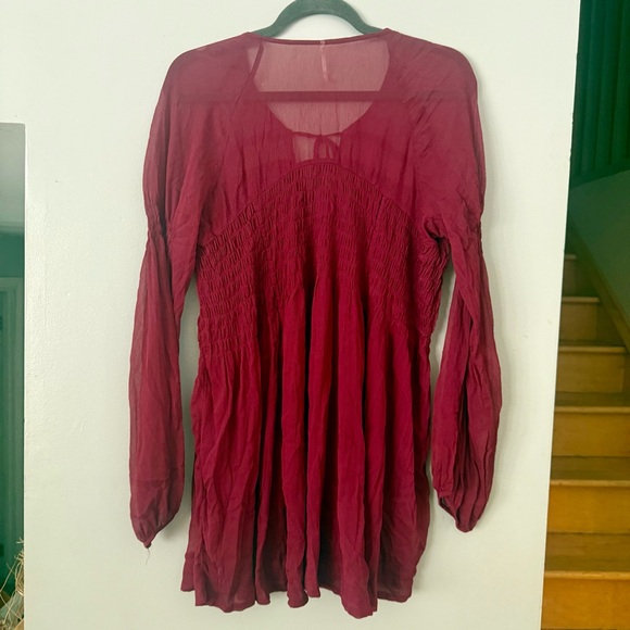 Free People Billowy Peasant-Style Mulberry Mini Dress - Picture 5 of 5